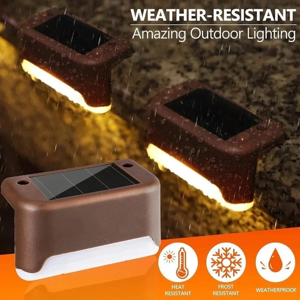 Solar Step Lights Pack — Brown Outdoor LED Stair Lanterns